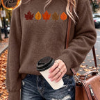 Griselina | Damestrui met esdoornbladprint – Zachte, warme pullover