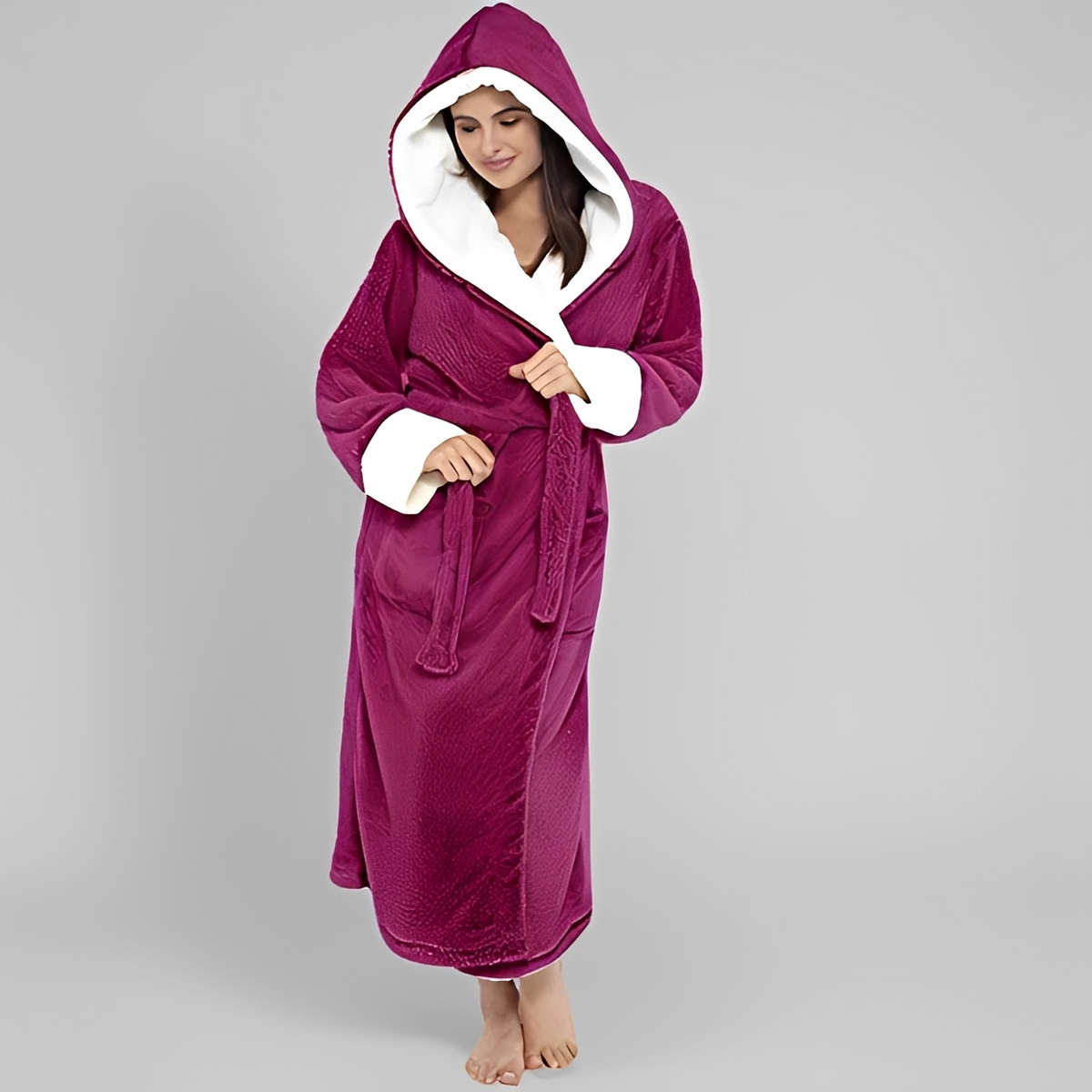 Floriana | Badjas met capuchon voor dames – Zachte, knusse en elegante badjas