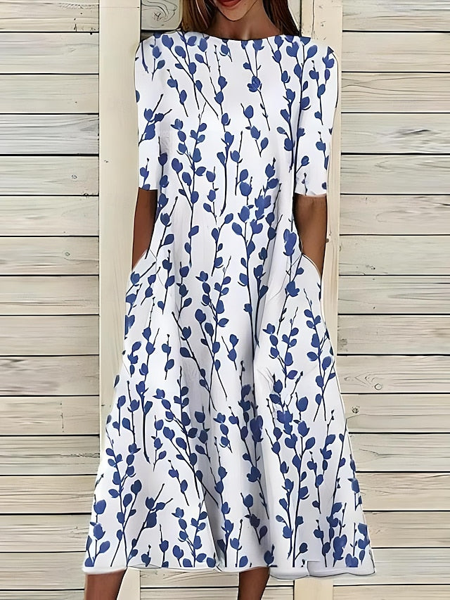 Jina | Luchtige bloemenjurk voor dames – Elegante midi-zomerjurk
