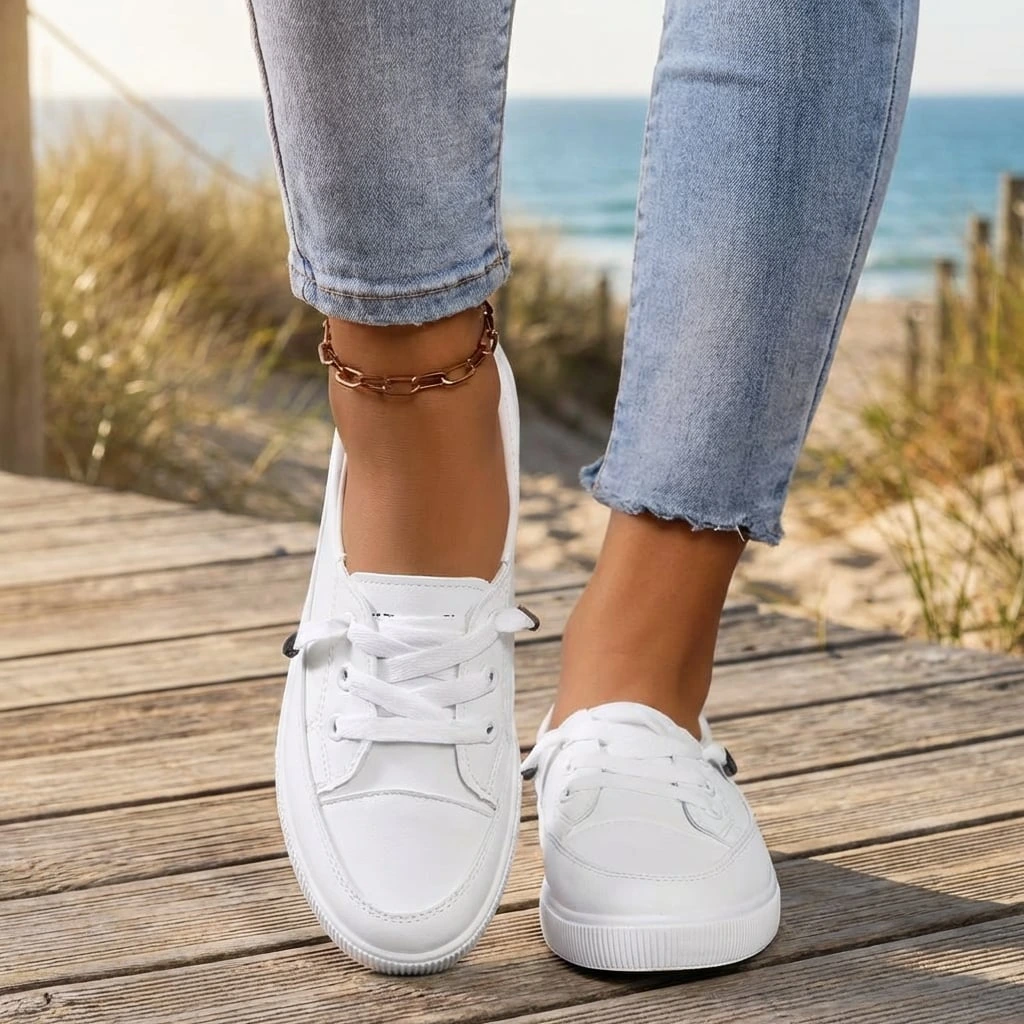 Griselda | Witte orthopedische sneakers voor dames – Lage casual schoenen