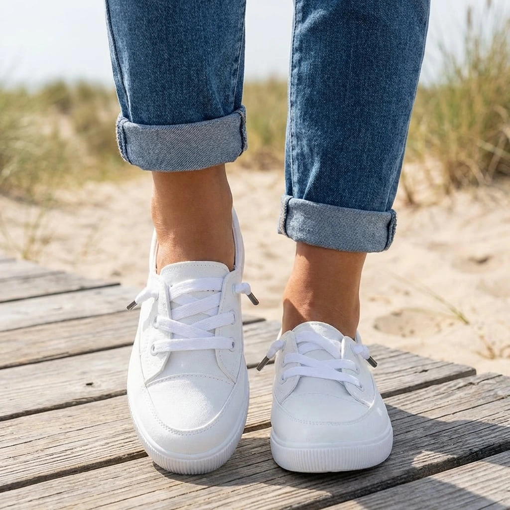 Griselda | Witte orthopedische sneakers voor dames – Lage casual schoenen