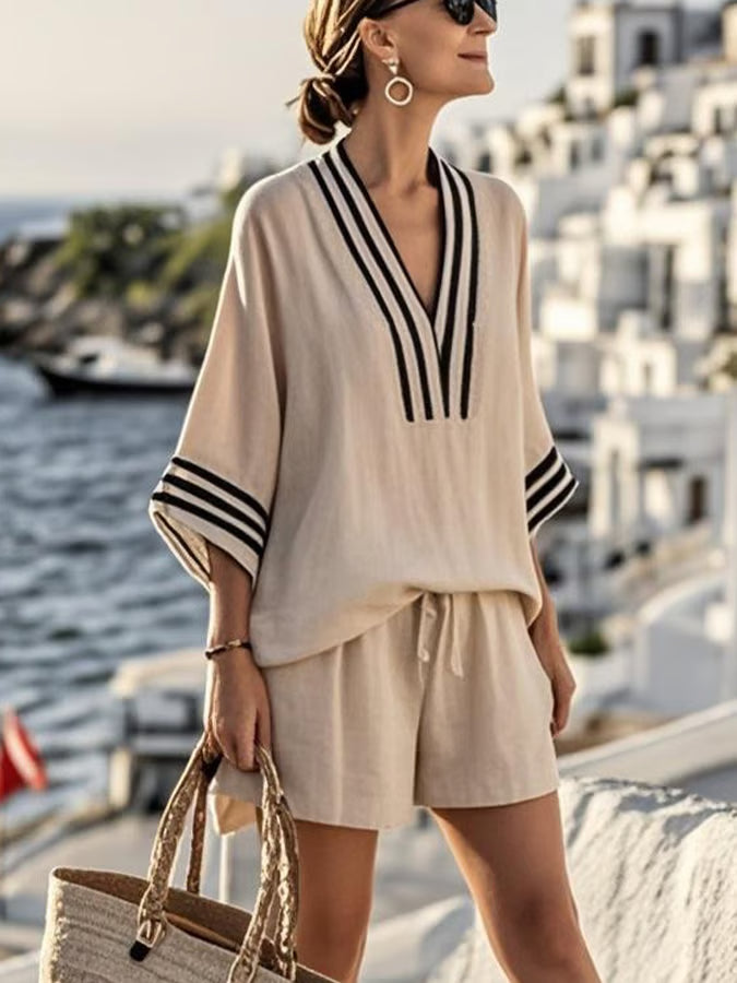 Delphine | Dames Elegante Lounge Set – Tweedelige Set in Kuststijl