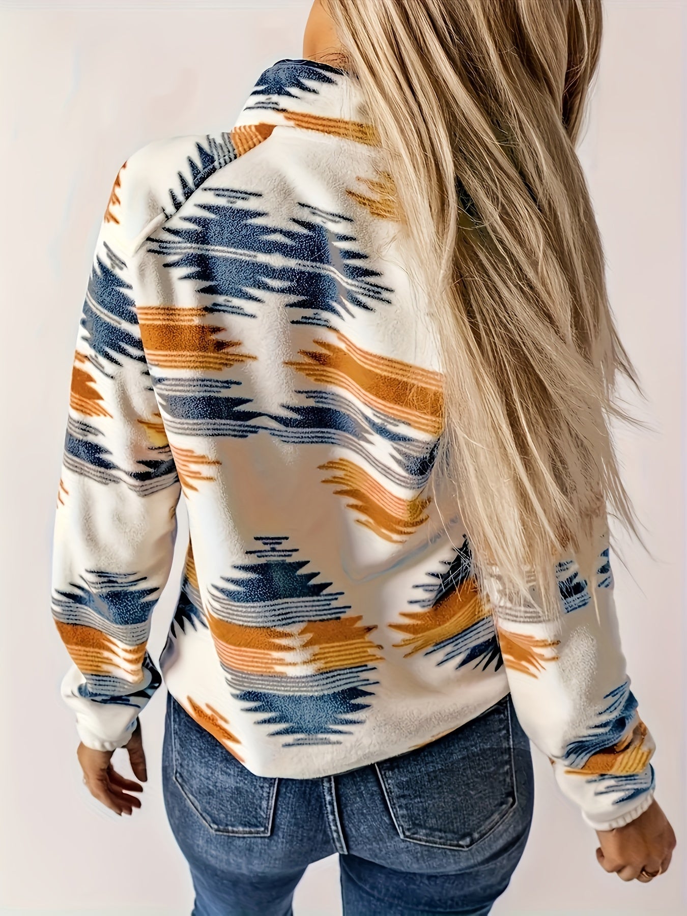 Maristela | Damestrui met kleurblokkenprint – Loszittende pullover met lange mouwen