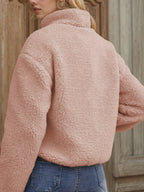 Gwyneira | Pluche damesjas met rits – contrasterende rand