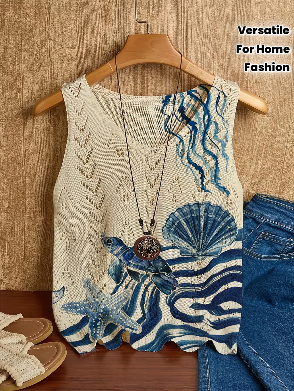 Novella | Boho-top met print voor dames – Elegante mouwloze pullover