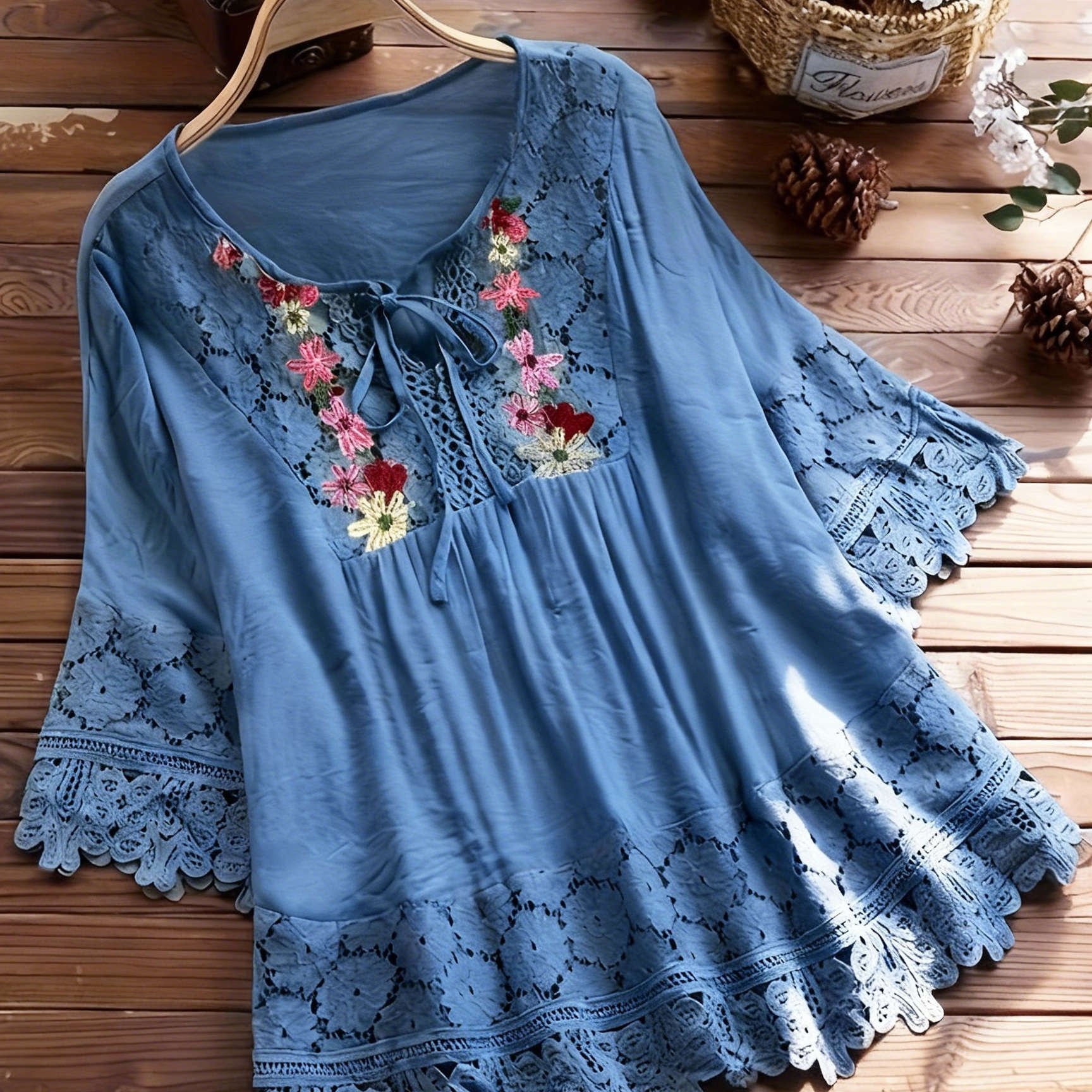 Glyra | Elegante kanten blouse voor dames – Zomerse casual top