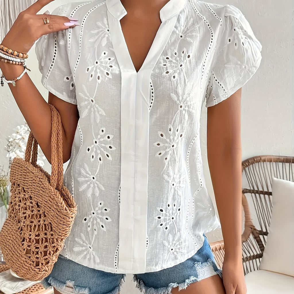 Palmer | Halfdoorzichtige damesblouse – Elegant overhemd met lange mouwen en knopen