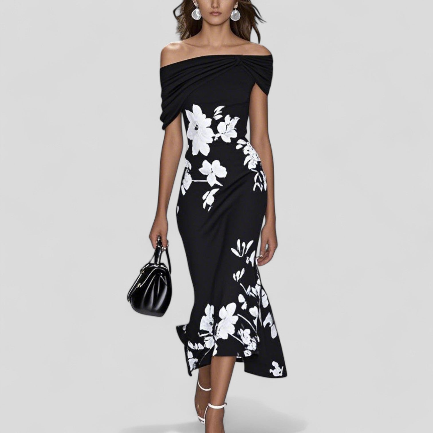 Dahlia | Midi-jurk met bloemenprint voor dames – Elegante jurk met relaxte pasvorm