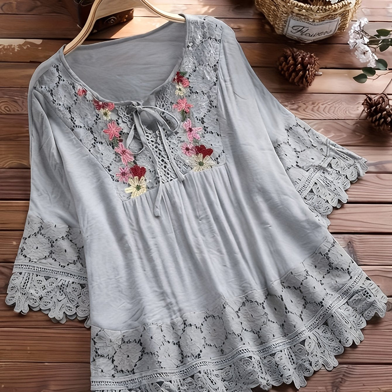 Glyra | Elegante kanten blouse voor dames – Zomerse casual top
