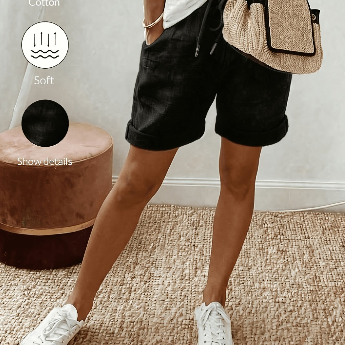 Orielle | Casual damesbroekje in linnenlook – Broekje met hoge taille en ruches