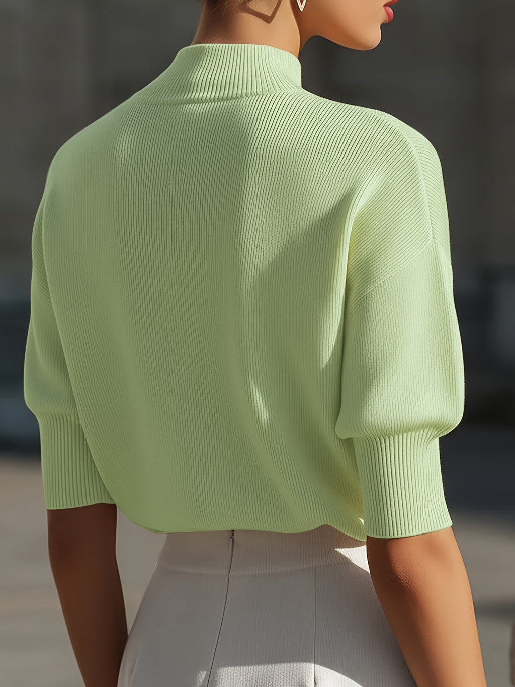 Ardessa | Dames T-shirt met structuur – Opstaande kraag, aansluitende manchetten