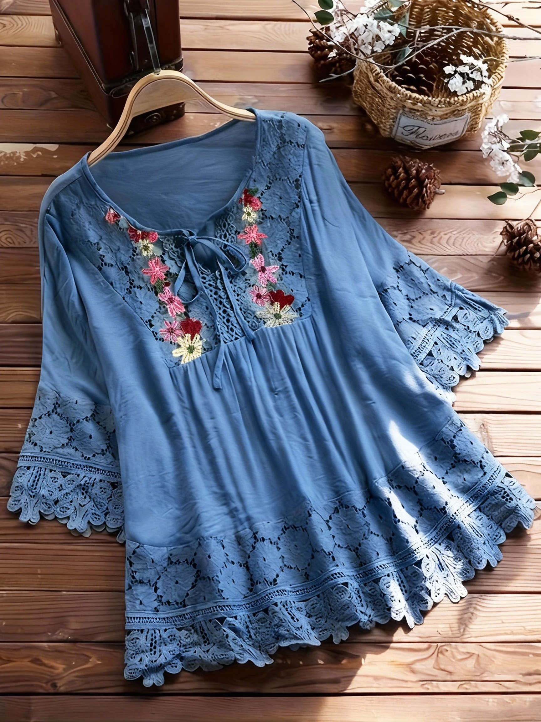 Glyra | Elegante kanten blouse voor dames – Zomerse casual top