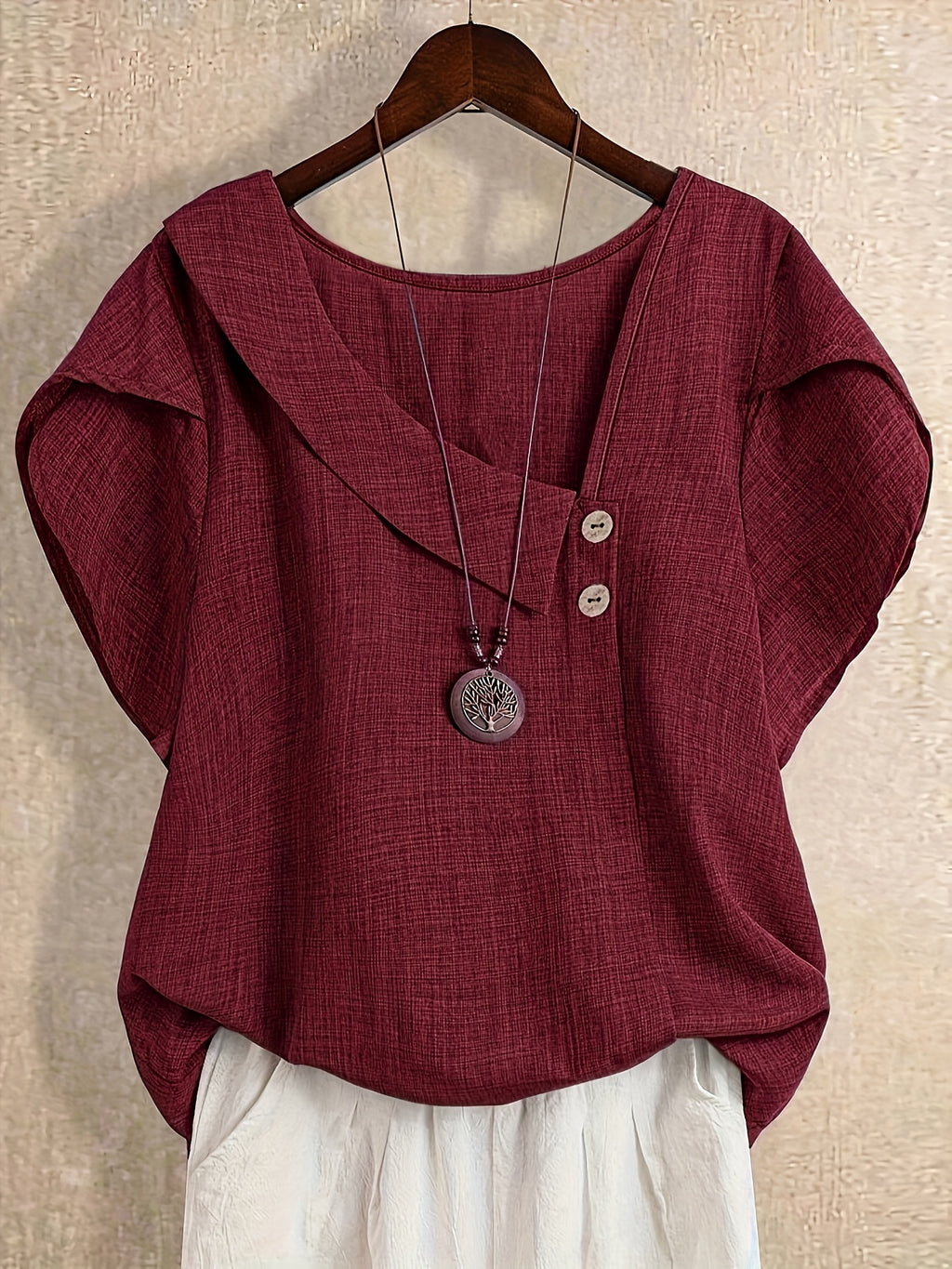 Fiorabelle | Effen damesblouse – Elegant casual overhemd met korte mouwen