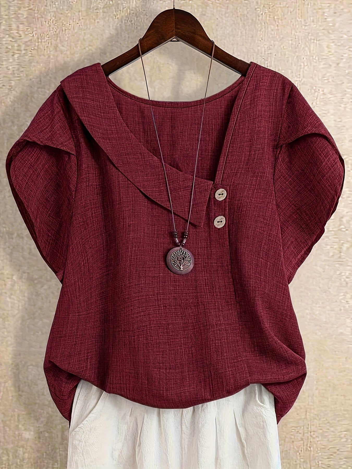 Fiorabelle | Effen damesblouse – Elegant casual overhemd met korte mouwen