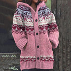 Feline | Warme Gebreide Damesjas met Patroon – Grofgebreide Winterjas