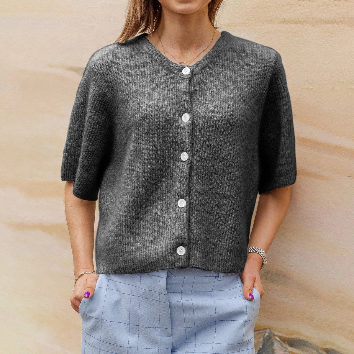Frensje | Dames Cardigan met Korte Mouwen – Lichtgewicht Gebreid Vest