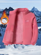 Anina | Women's Color Block Fleece-Lined Jacket – Thick Warm Zip-Up Casual Outdoor Coat