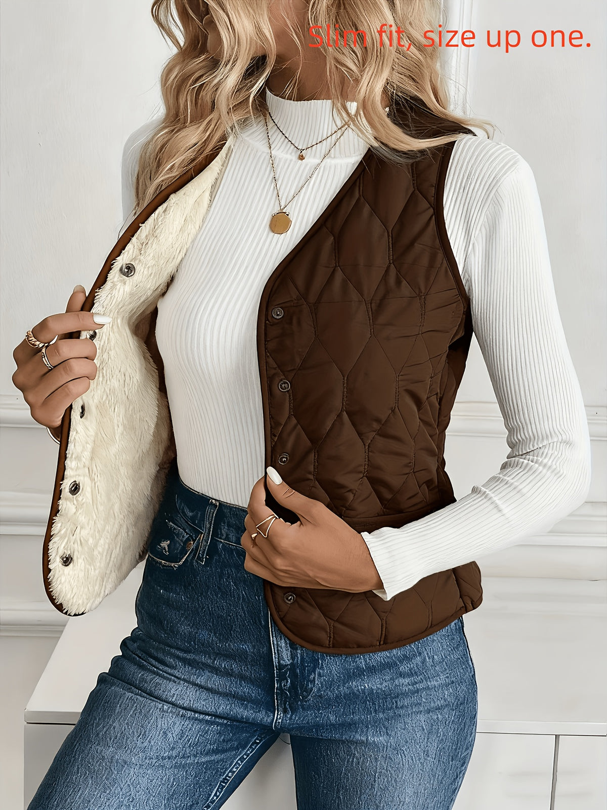Faleria | Damesvest met thermische voering – Gewatteerd wintervest, mouwloos gewatteerd jasje