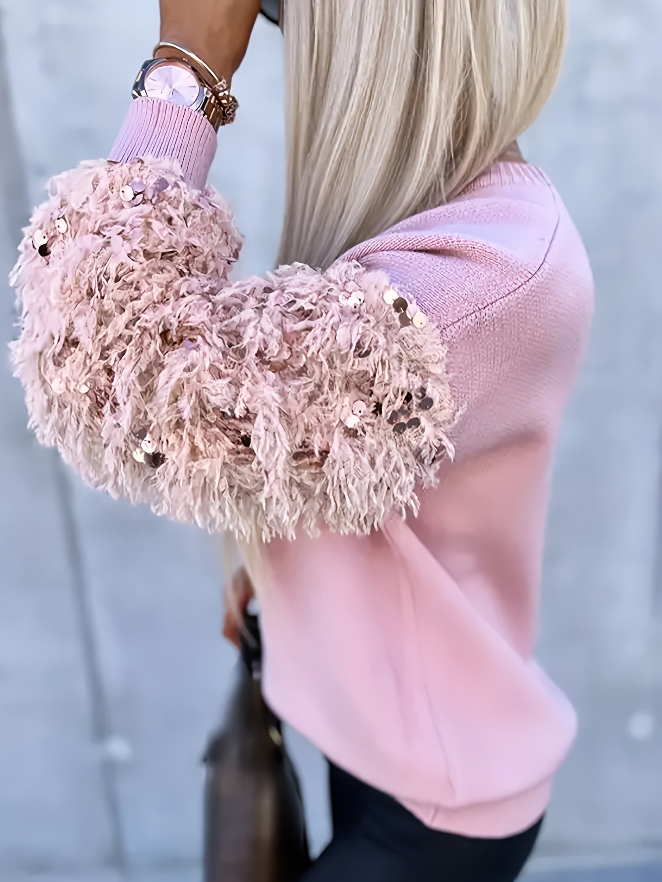 Ginevra | Damestrui met pailletten – Zachte, elegante trui met patchwork-ontwerp