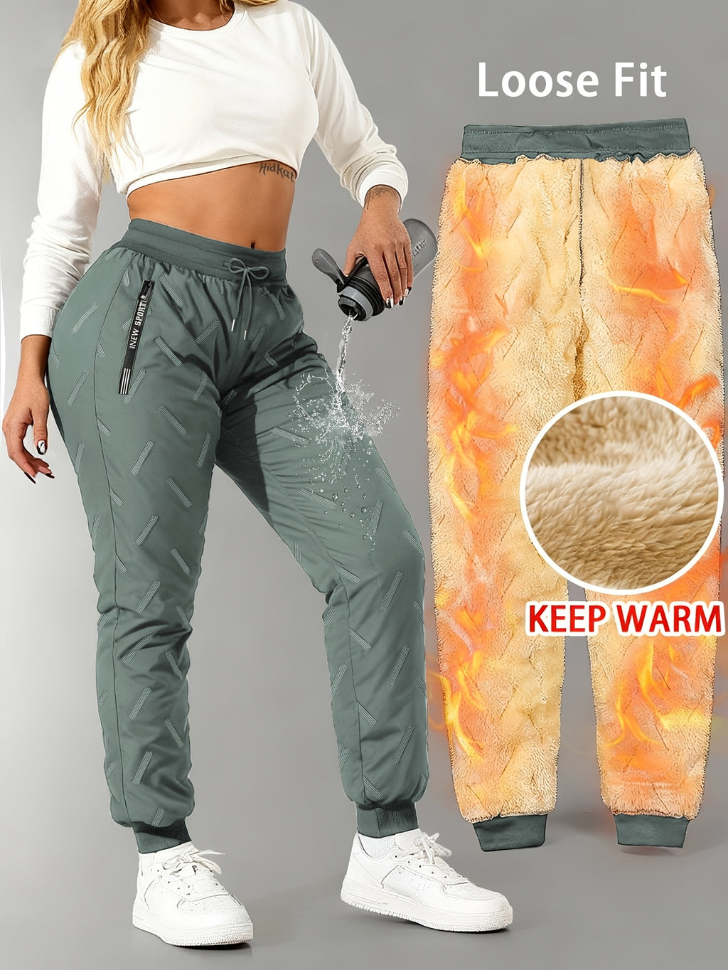 Elysoria | Winterbroek voor dames met fleecevoering – Warme broek met losse pasvorm