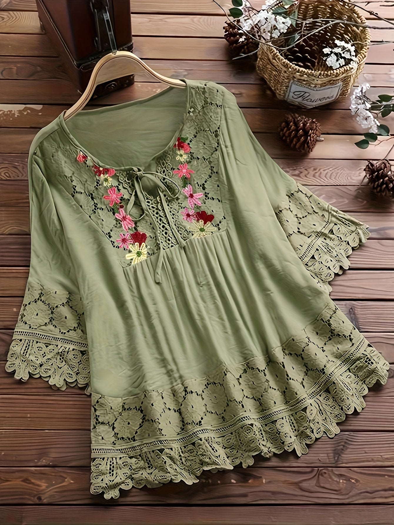 Glyra | Elegante kanten blouse voor dames – Zomerse casual top