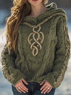Acey | Damestrui met capuchon – Zachte pullover van geborduurd jacquard