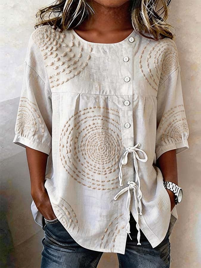 Galilee | Asymmetrische damesblouse met knopen – Lichtgewicht, casual shirt