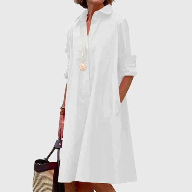 Amra | Elegante midi-jurk voor dames met zakken – Casual A-lijn jurk