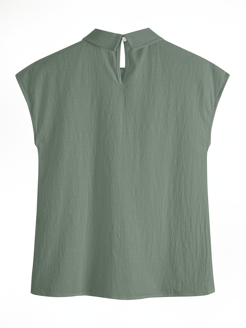 Anya | Casual Mouwloze Damestop – Losvallende Blouse met Plooien, Kanten Details en Kraag