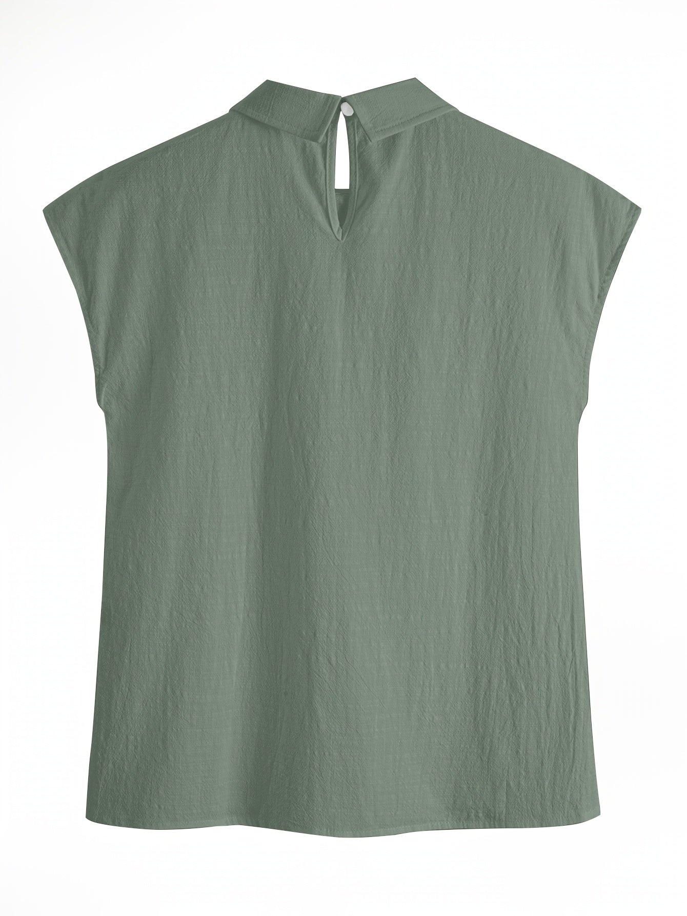 Anya | Casual Mouwloze Damestop – Losvallende Blouse met Plooien, Kanten Details en Kraag