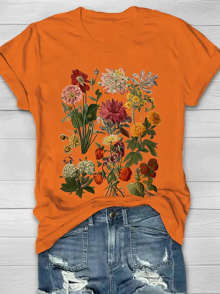 Jolie | Dames Retro T-Shirt – Vintage Bloemenprint Top