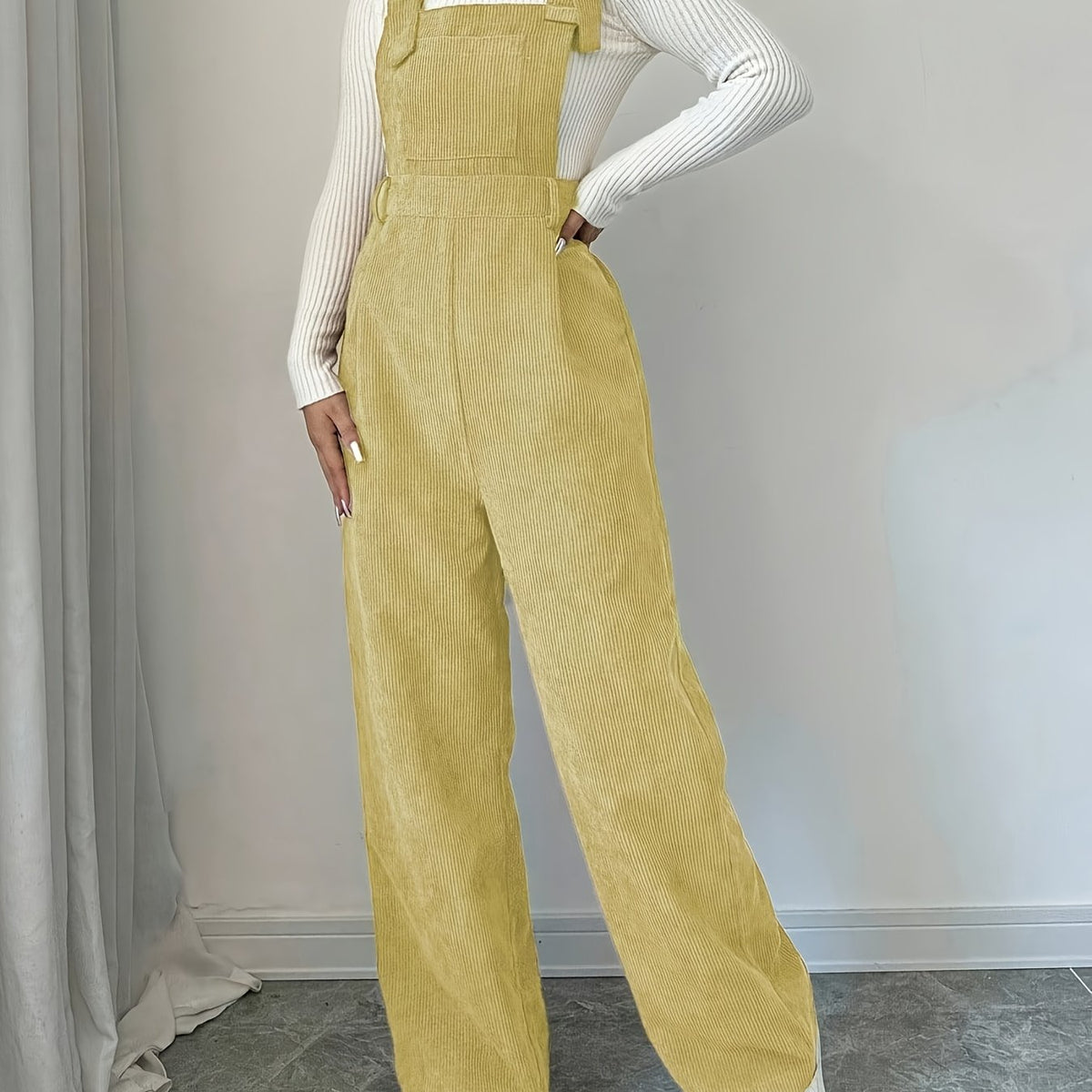 Maeloria | Dames Corduroy Jumpsuit – Effen Casual Tuinbroek met Brede Bandjes