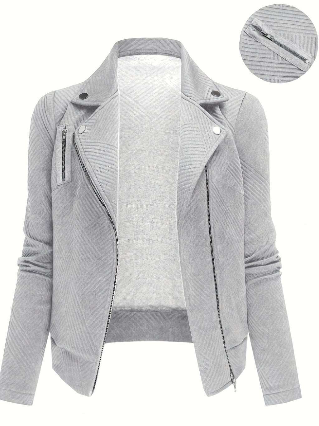 Katrien | Dames Bikerjack met Ruitpatroon, Ritssluiting & Knoopdetails