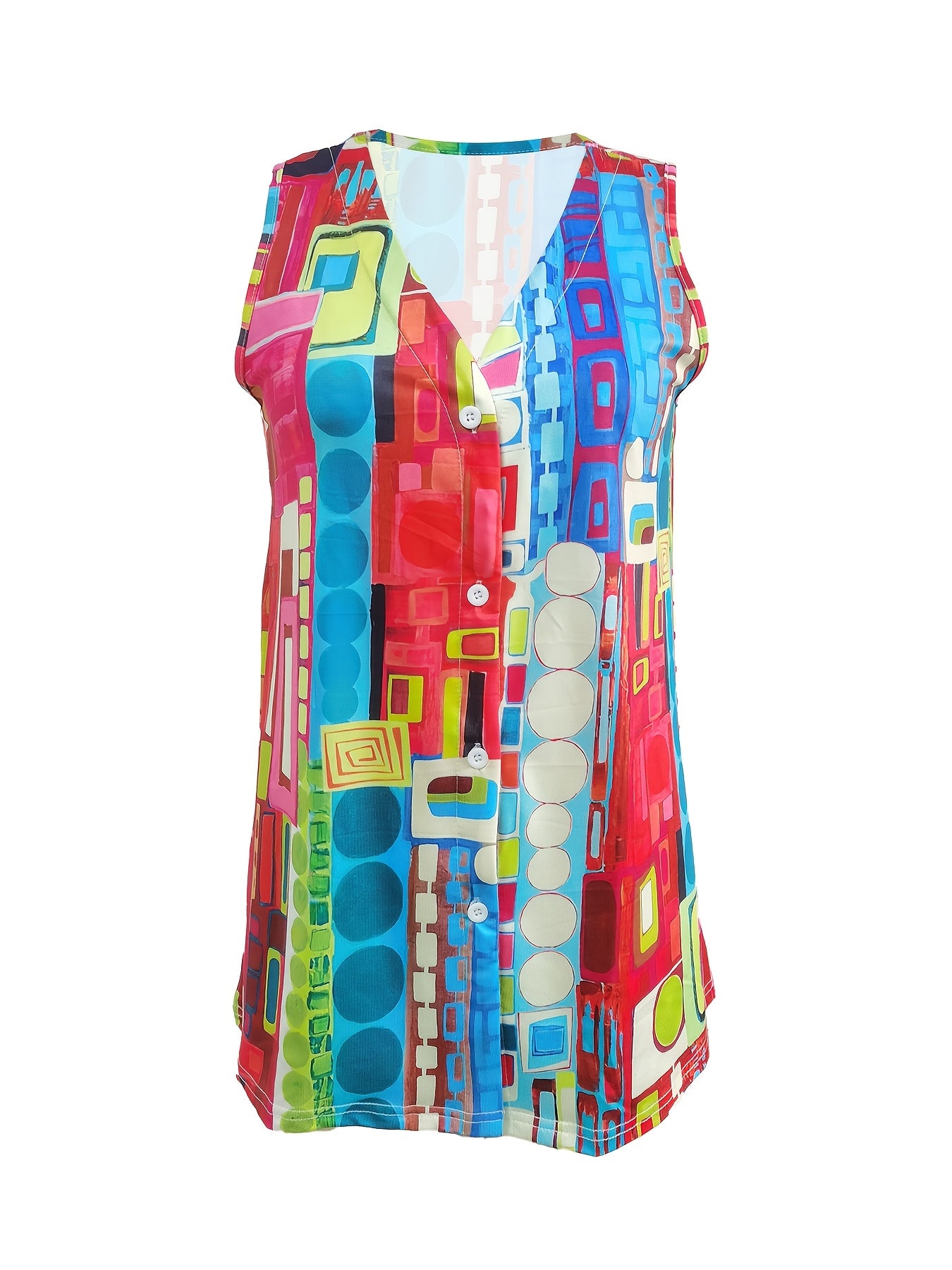 Talise | Casual damesblouse met print – Mouwloos zomershirt met V-hals