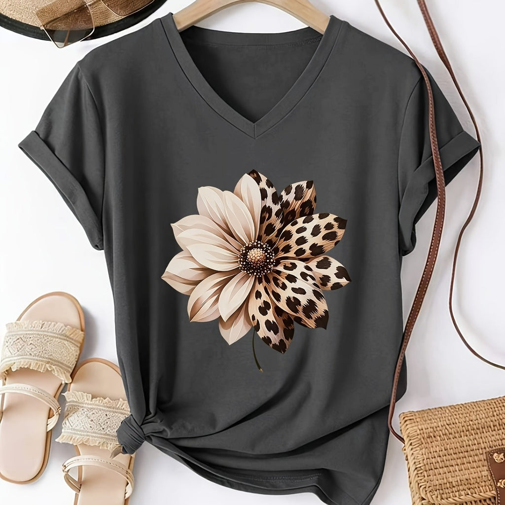 Athena | Casual Damestop met V-Hals – Lichtgewicht Losvallende Blouse met Korte Mouwen