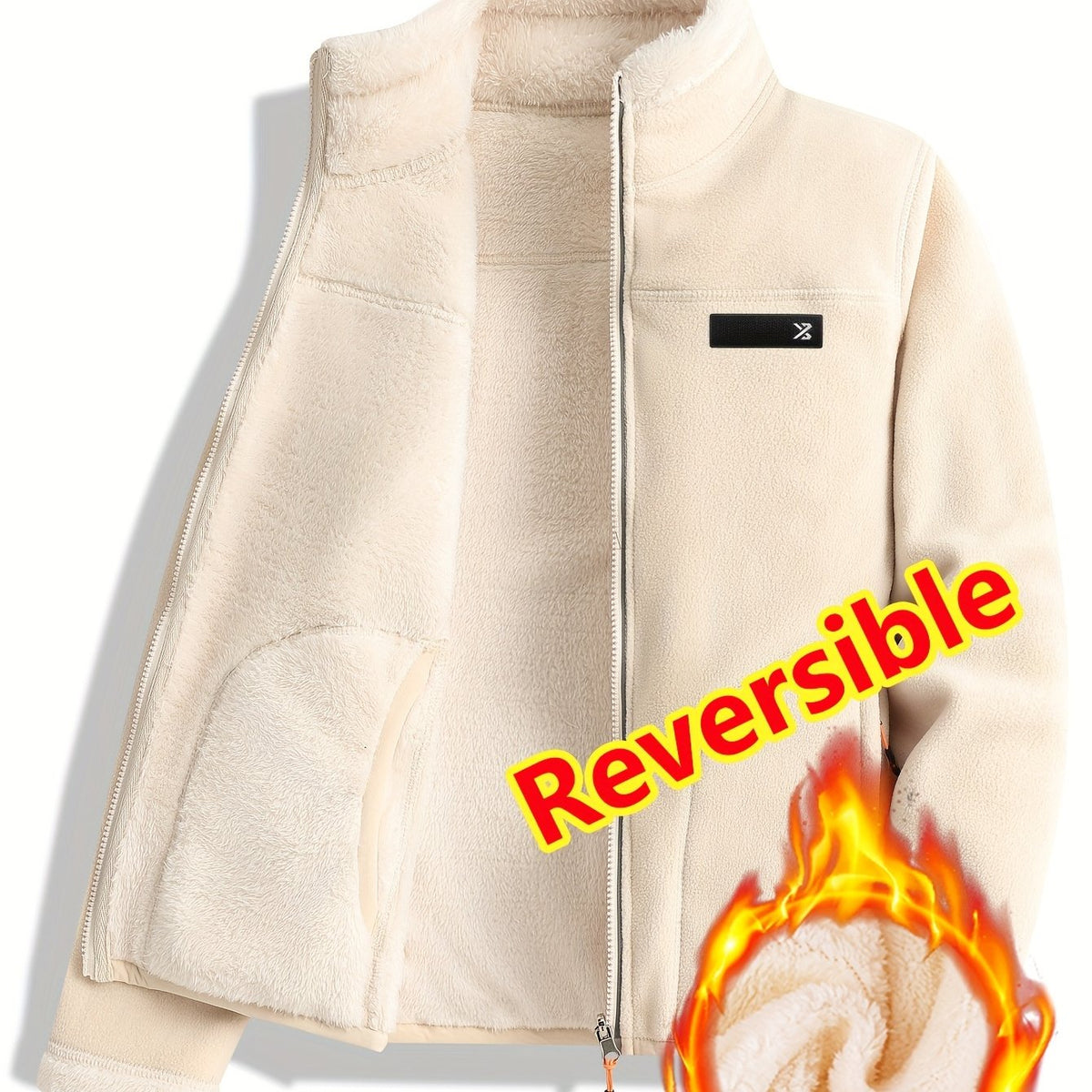 Armelle | Dames omkeerbare casual jas – Dikke, ruige textuur