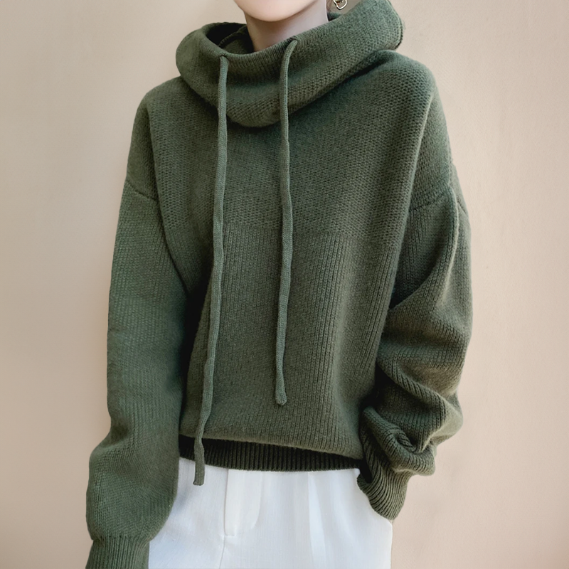 Perline | Oversized dames-sweatshirt met capuchon – omwikkelde hals