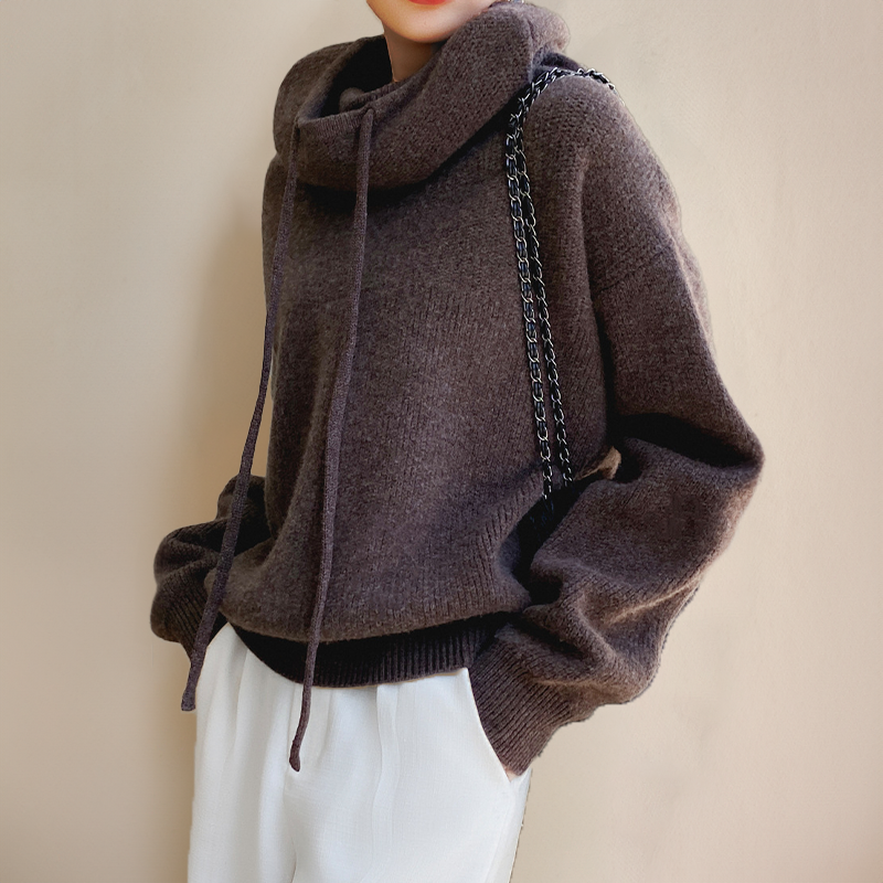 Perline | Oversized dames-sweatshirt met capuchon – omwikkelde hals