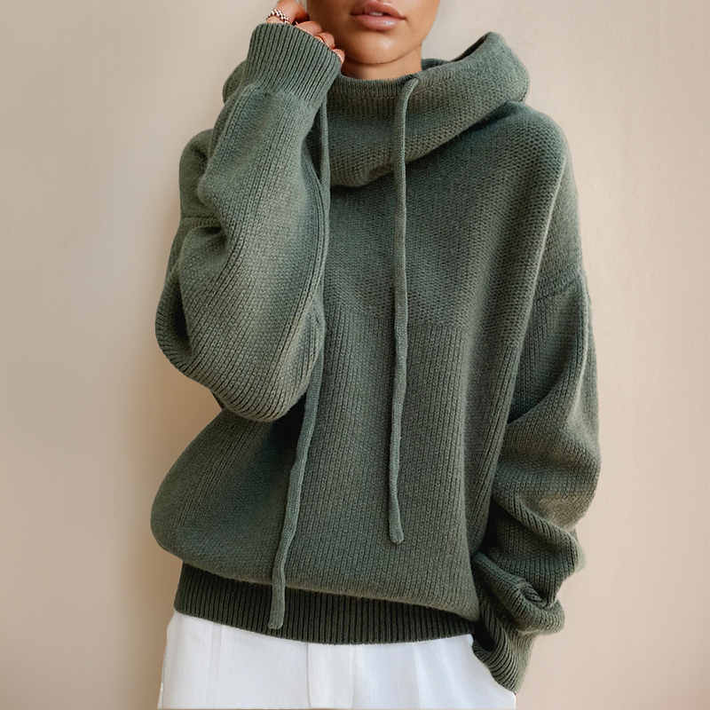 Perline | Oversized dames-sweatshirt met capuchon – omwikkelde hals