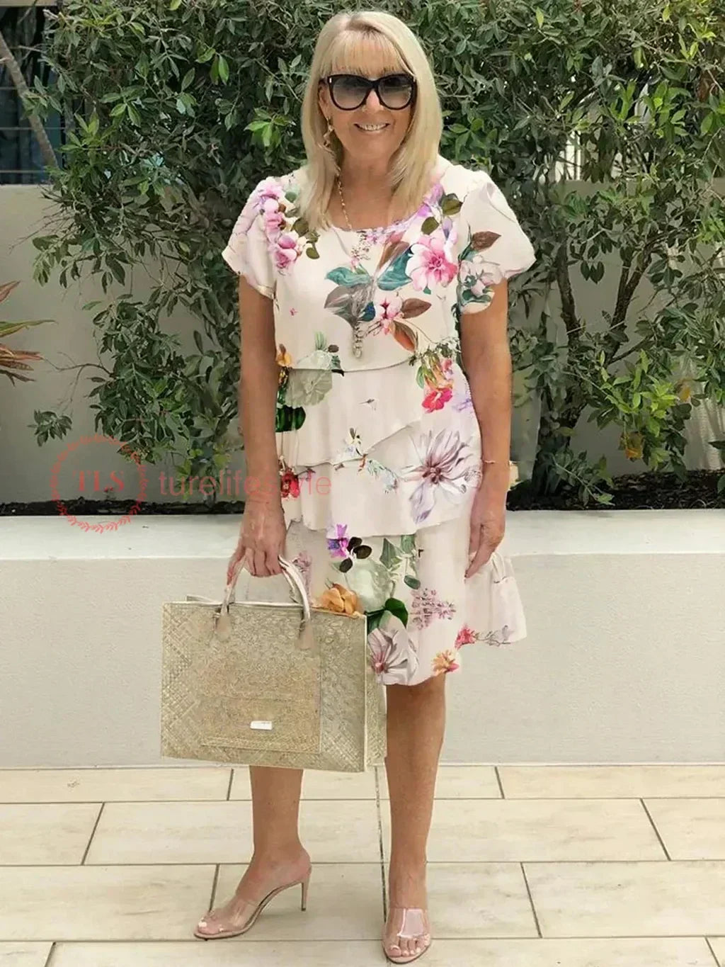 Hazel | Dames Plissé Bloemenjurk – Elegante Getailleerde Midi Jurk