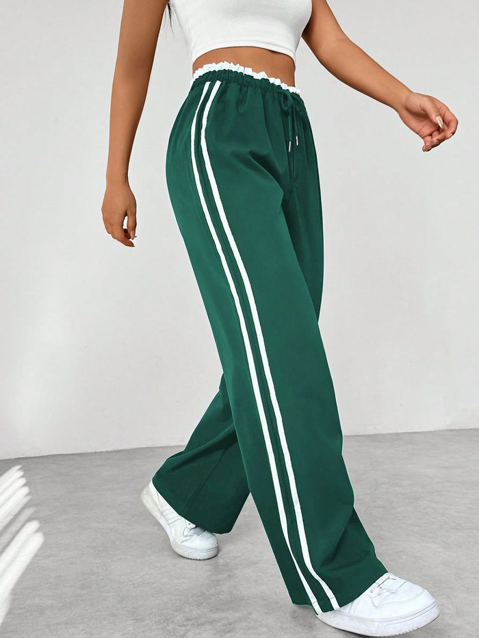 Odelia | Dames Sportbroek – Wide Leg Jogger met Hoge Taille, Zijstrepen en Relaxte Fit
