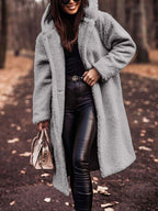 Alarda | Oversized Teddy Jas Dames – Lange Pluche Winterjas van Polyester Fleece