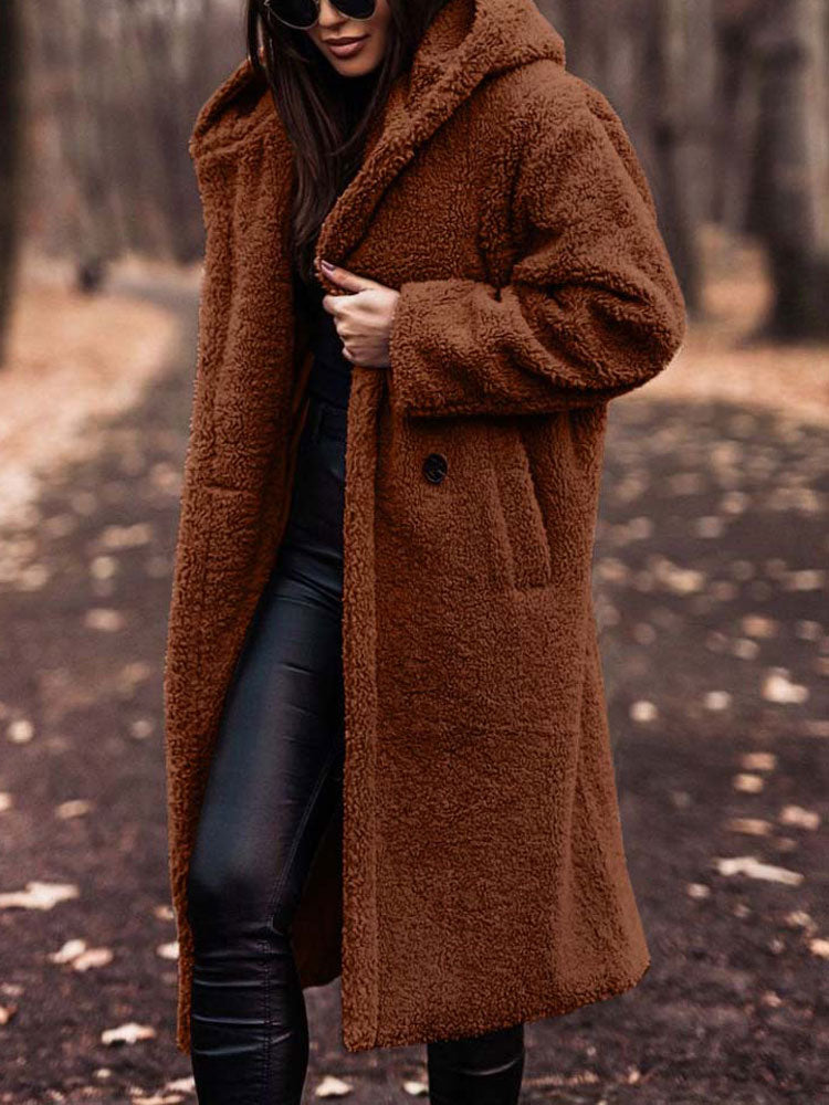 Alarda | Oversized Teddy Jas Dames – Lange Pluche Winterjas van Polyester Fleece