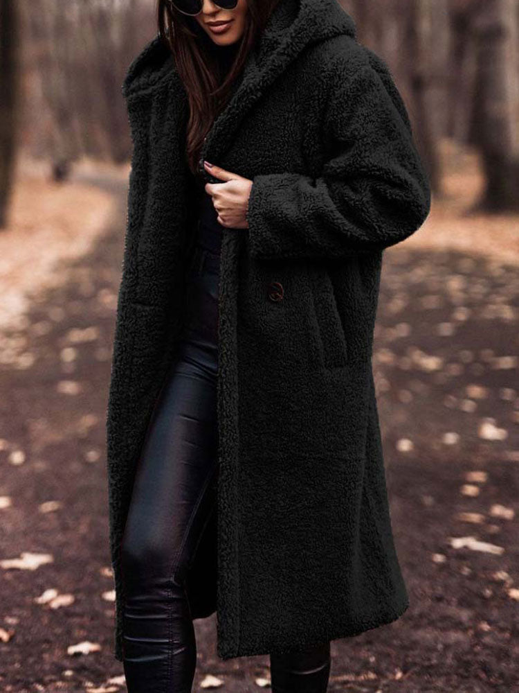 Alarda | Oversized Teddy Jas Dames – Lange Pluche Winterjas van Polyester Fleece