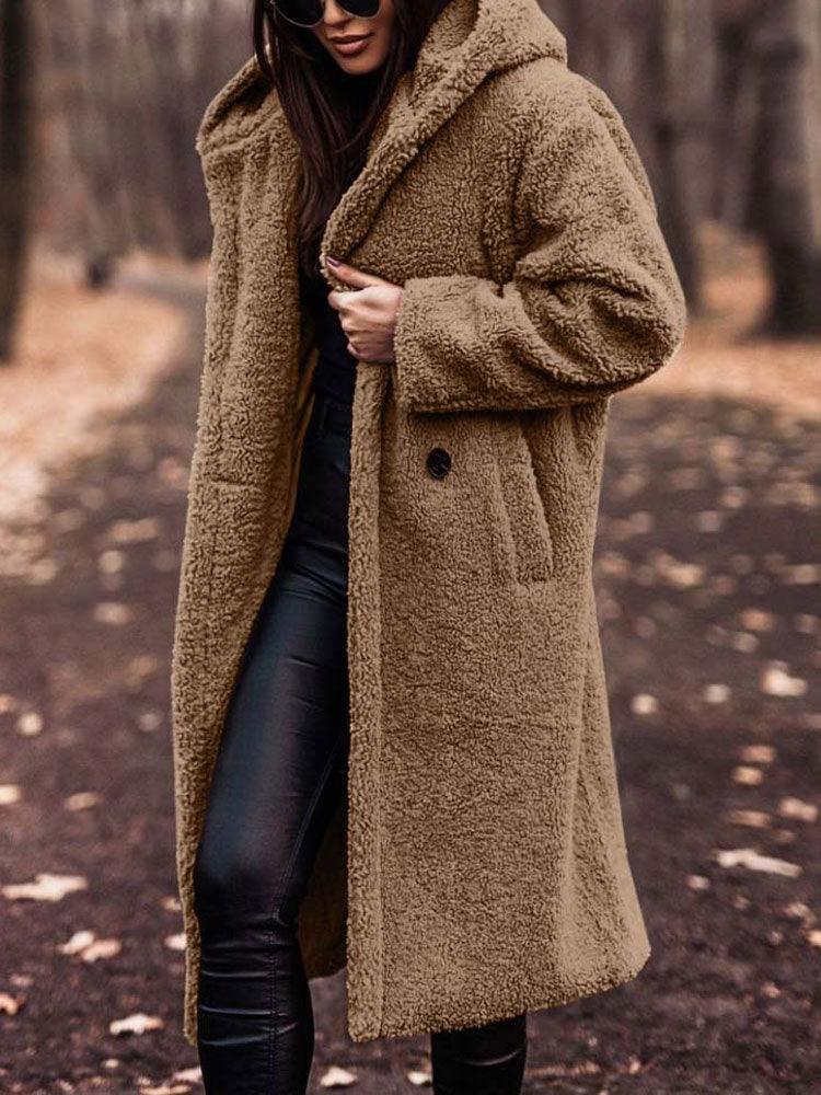 Alarda | Oversized Teddy Jas Dames – Lange Pluche Winterjas van Polyester Fleece