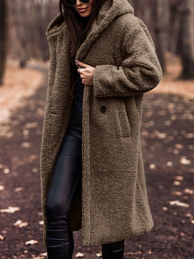 Alarda | Oversized Teddy Jas Dames – Lange Pluche Winterjas van Polyester Fleece