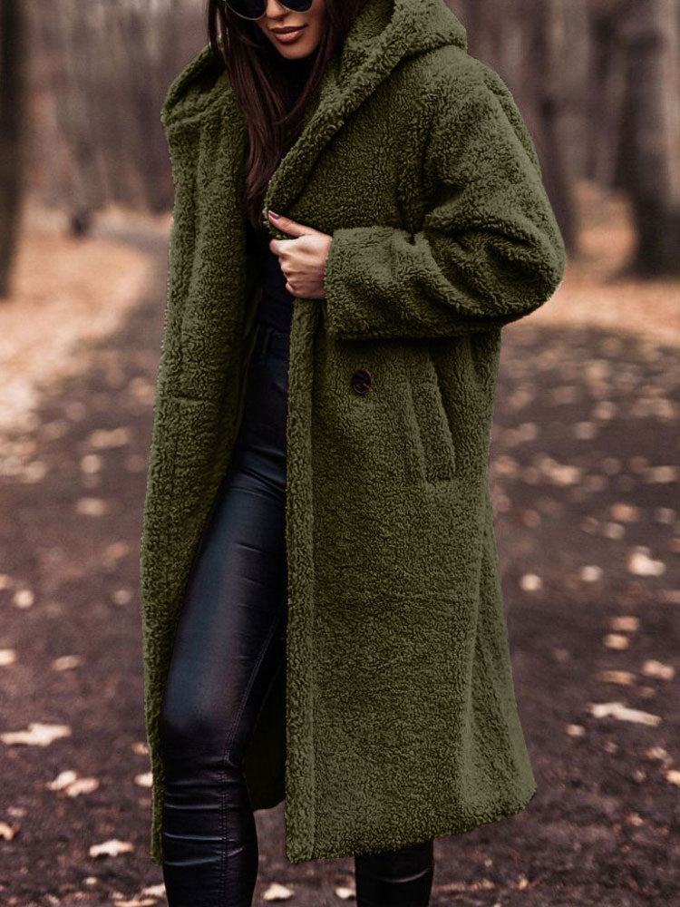 Alarda | Oversized Teddy Jas Dames – Lange Pluche Winterjas van Polyester Fleece