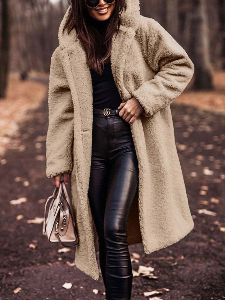 Alarda | Oversized Teddy Jas Dames – Lange Pluche Winterjas van Polyester Fleece