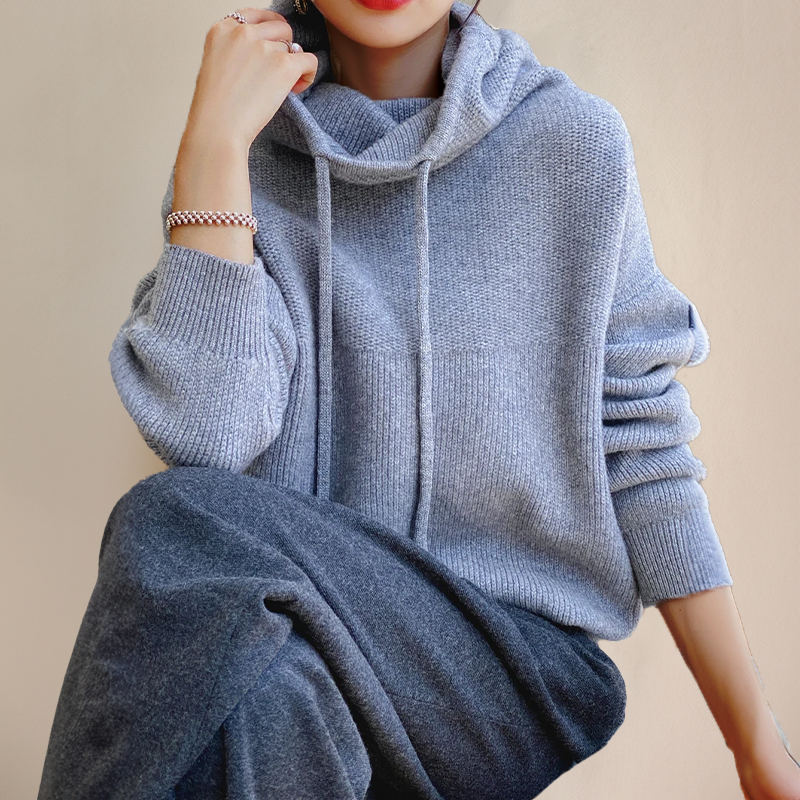 Perline | Oversized dames-sweatshirt met capuchon – omwikkelde hals