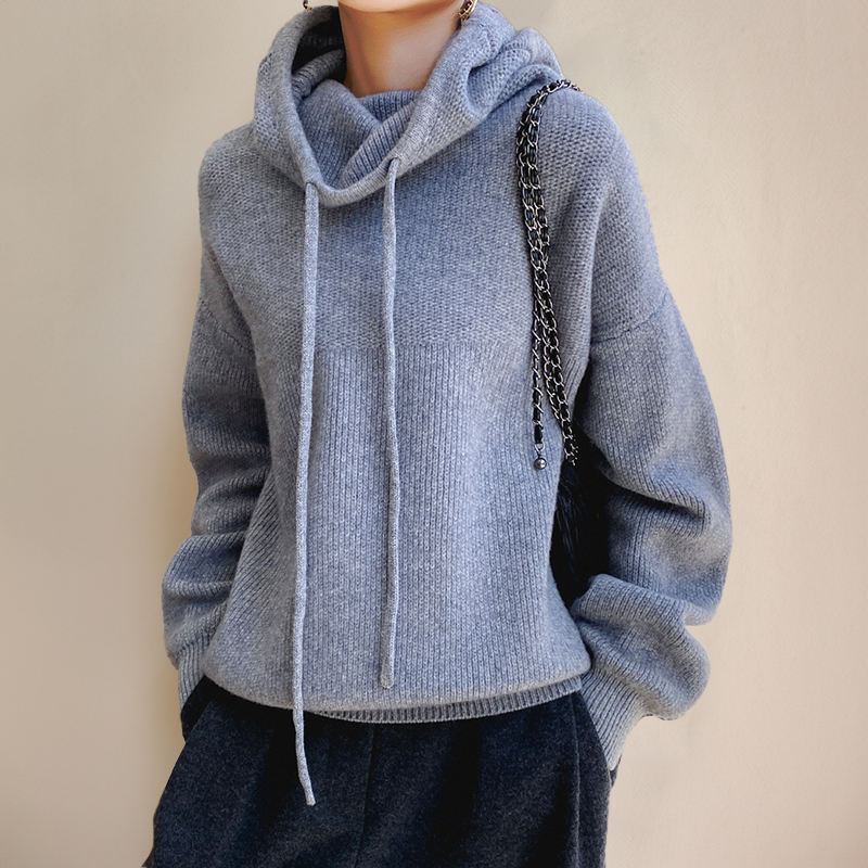 Perline | Oversized dames-sweatshirt met capuchon – omwikkelde hals
